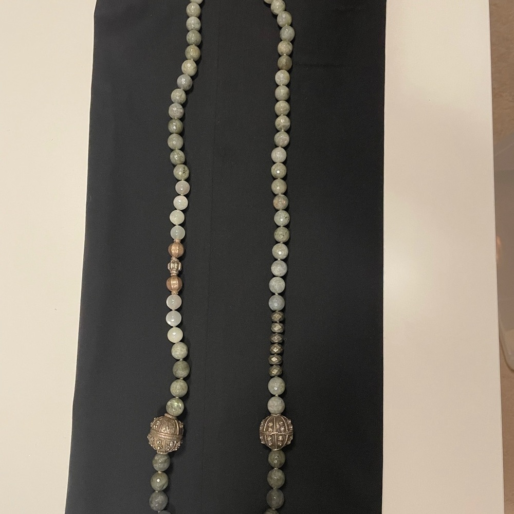 Yemen vintage silver beads labradorite bead necklace by Designer Ria B - Picture 3 of 9
